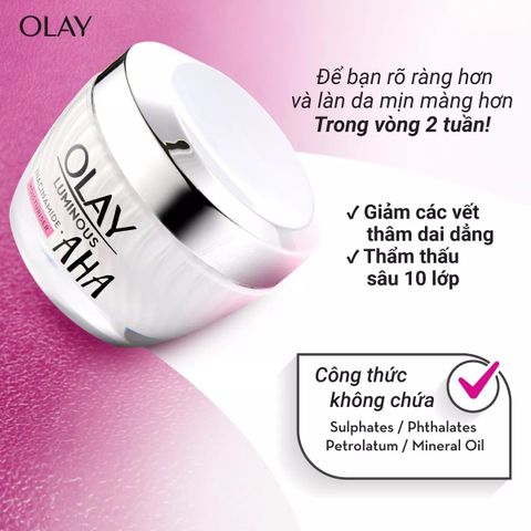 Kem Dưỡng Tái Tạo Và Ngừa Lão Hóa Olay Niacinamide Aha Luminous Niacinamide And AHA Moisturizer 50G