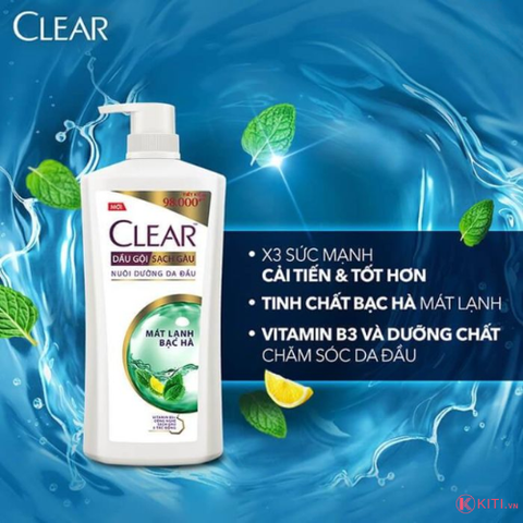 Dầu Gội CLEAR Bạc Hà Mát Lạnh Sạch Gàu (chai 880g)