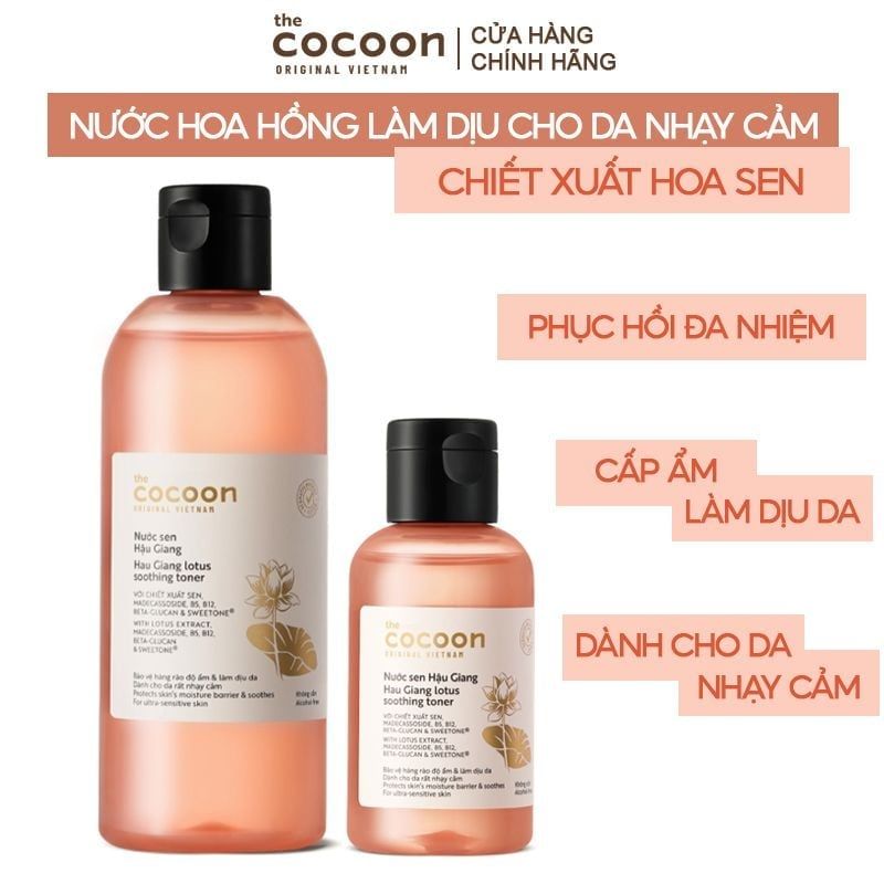Nước Cân Bằng Cocoon Sen Hậu Giang Làm Dịu Da Nhạy Cảm 310ml