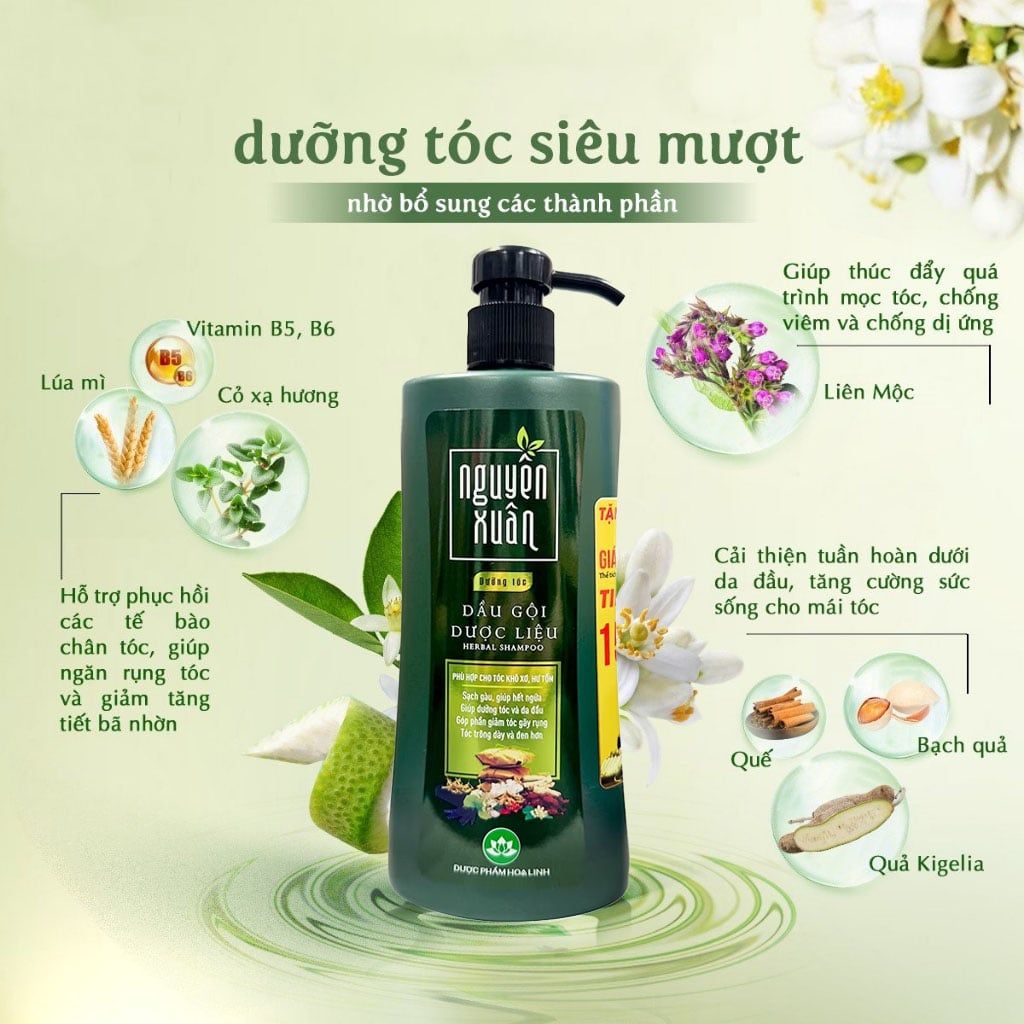 Dầu Gội Dược Liệu Nguyên Xuân Xanh Dưỡng Tóc