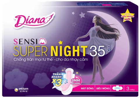 Băng Vệ Sinh Diana Super Night Ban Đêm Có Cánh Gói 4 Miếng