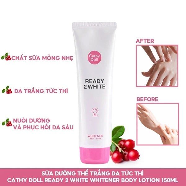 Sữa Dưỡng Thể Giúp Hỗ Trợ Sáng Da Ready 2 White Whitener Body Lotion Cathy Doll 150Ml