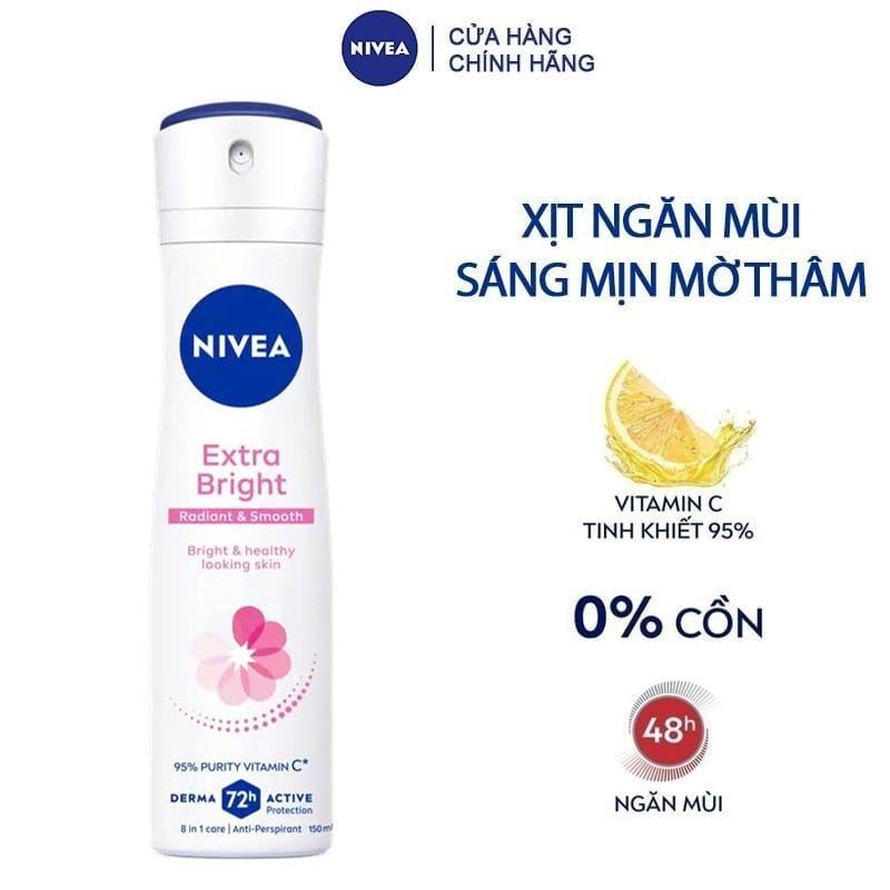 Xịt Khử Mùi Nivea Sáng Mịn & Mờ Thâm Anti-Perspirant Spray 150ml