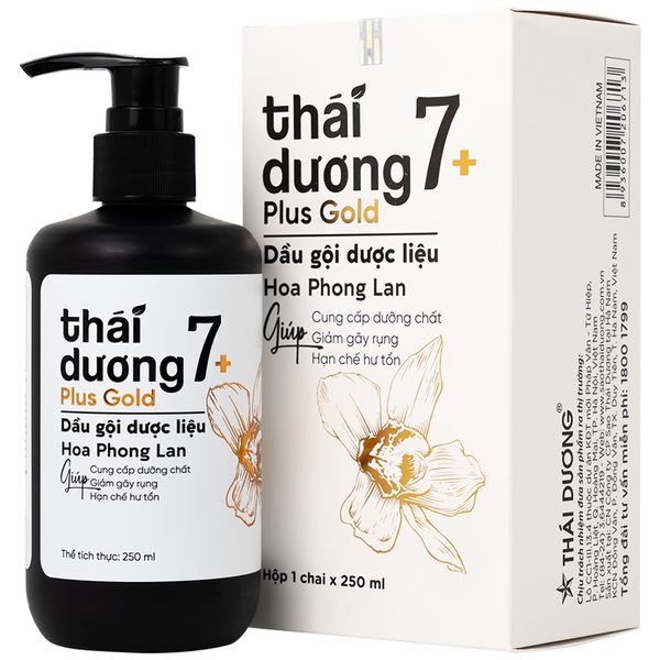 Dầu gội dược liệu Thái Dương 7 Plus Gold ngừa rụng tóc, giảm ngứa 250ml