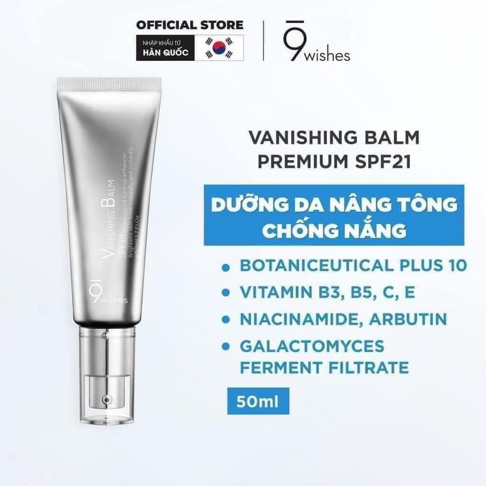 Kem Dưỡng 9wishes Vanishing Balm Premium SPF21 | Nâng Tone, Dưỡng Trắng