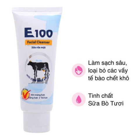 Sữa Rửa Mặt Tinh Chất Sữa Bò Tươi E100 Facial Cleanser 80Ml
