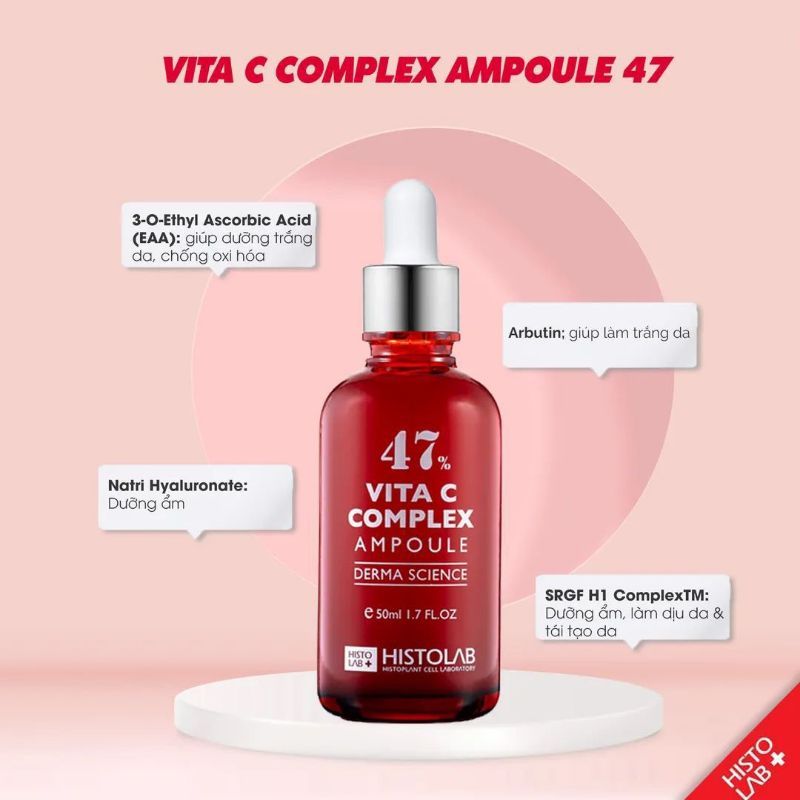 Tinh Chất Dưỡng Trắng Mờ Thâm Nám Histolab 47 Vita C Complex Ampoule Derma Science 50ml