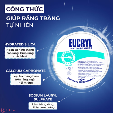 Bột Tẩy Trắng Răng EUCRYL Toothpowder 50g Chính Hãng Anh Quốc