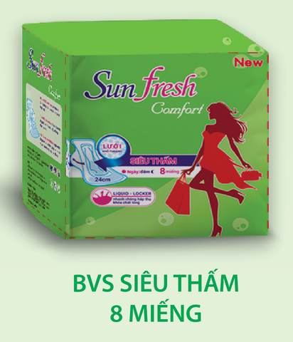 Băng Vệ Sinh Sunfresh Comfort Có Cánh 8 Miếng