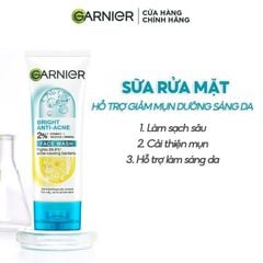 Sữa Rửa Mặt Giảm Mụn & Sáng Da Garnier Anti-Acne 50ml (Tuýp)