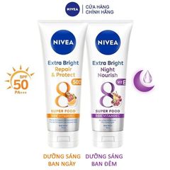 Sữa Dưỡng Thể Nivea Hỗ Trợ Dưỡng Trắng Da Ban Ngày & Đêm Extra Bright Body Serum 180ml