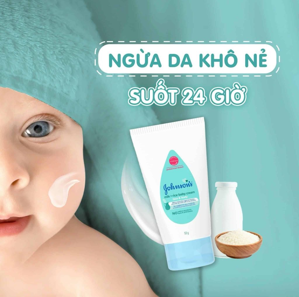 Kem dưỡng ẩm cho bé Johnson's milk and rice baby cream
