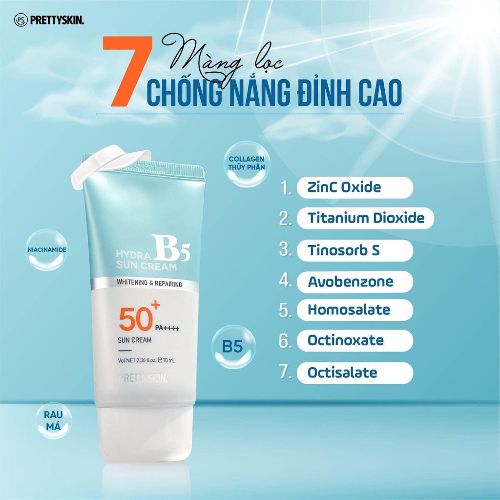 Kem Chống Nắng Pretty Skin Hydra B5 Treatment Sun Cream 50ml SPF50+ PA++++