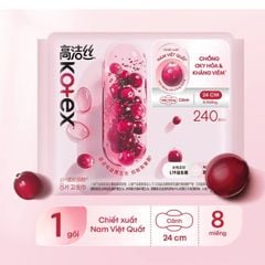 Băng vệ sinh Kotex Cranberry Nam Việt Quốc siêu mỏng cánh 24cm x 8 miếng