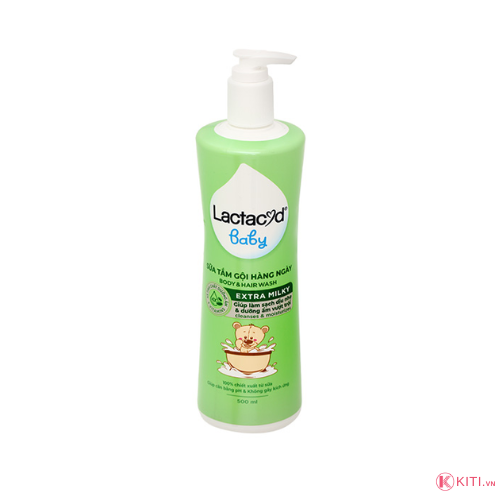 Sữa tắm gội Lactacyd Baby Extra Milky chăm sóc da và tóc cho bé