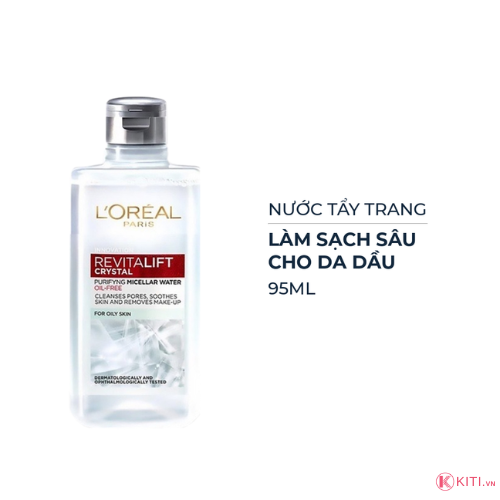 [Mini] Nước Tẩy Trang L'Oreal Revitalift Crystal Micellar Water Làm Sạch Sâu Cho Da Dầu 95ml