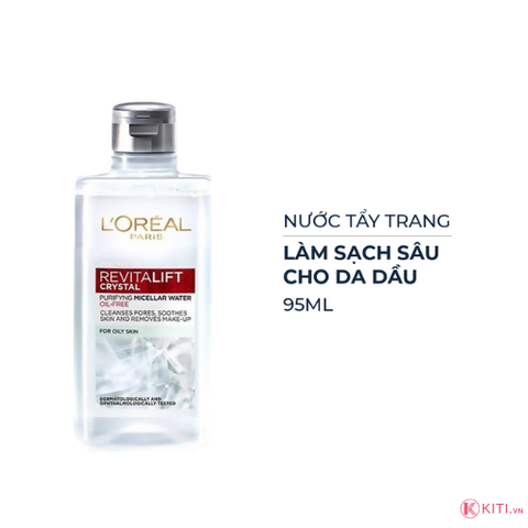 [Mini] Nước Tẩy Trang L'Oreal Revitalift Crystal Micellar Water Làm Sạch Sâu Cho Da Dầu 95ml