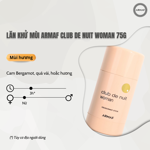 Lăn khử mùi nước hoa ARMAF Club De Nuit Women Deodorant Stick 75g