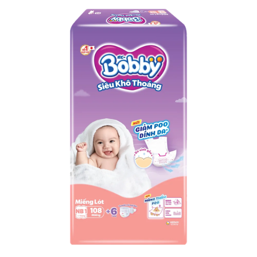 Miếng lót Bobby size Newborn 1 108 miếng (dưới 5kg)