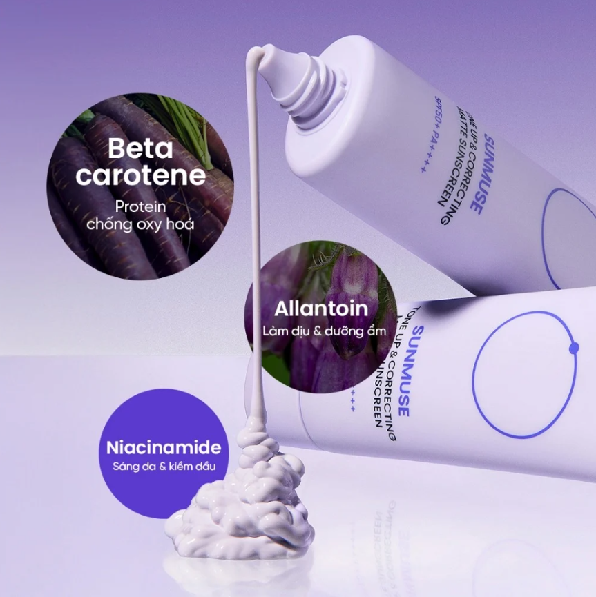 Kem Chống Nắng Thuần Chay Beplain Nâng Tone, Kiềm Dầu, Dưỡng Ẩm Sunmuse Sunscreen SPF50+/PA+++ 50ml