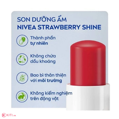 Son Dưỡng Nivea Strawberry Shine Lip Balm Màu Đỏ Dâu Tây 4,8Gr
