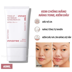 Kem Chống Nắng Innisfree Tone Up No Sebum Sunscreen EX SPF50+ PA++++	60ML