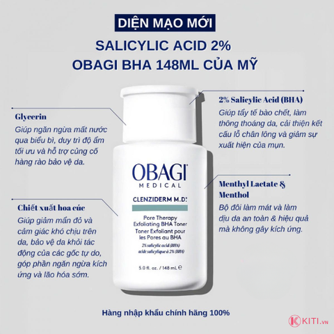 Dung dịch giảm nhờn mụn BHA Obagi Clenziderm MD Pore Therapy 148ml
