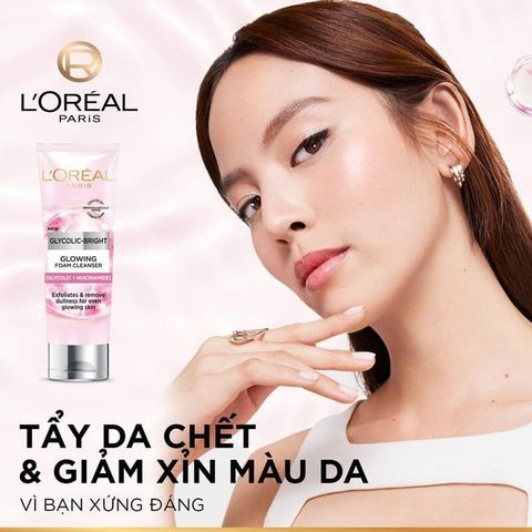 Sữa Rửa Mặt L'oreal Hỗ Trợ Làm Sáng Da Glycolic-Bright Glowing Daily Cleanser Foam 100ml