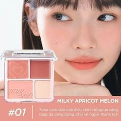 Bảng Phấn Má Hồng Judydoll Bắt Sáng 4 Ô Tông Lì Đa Năng Blush&Highlight Palette 9g