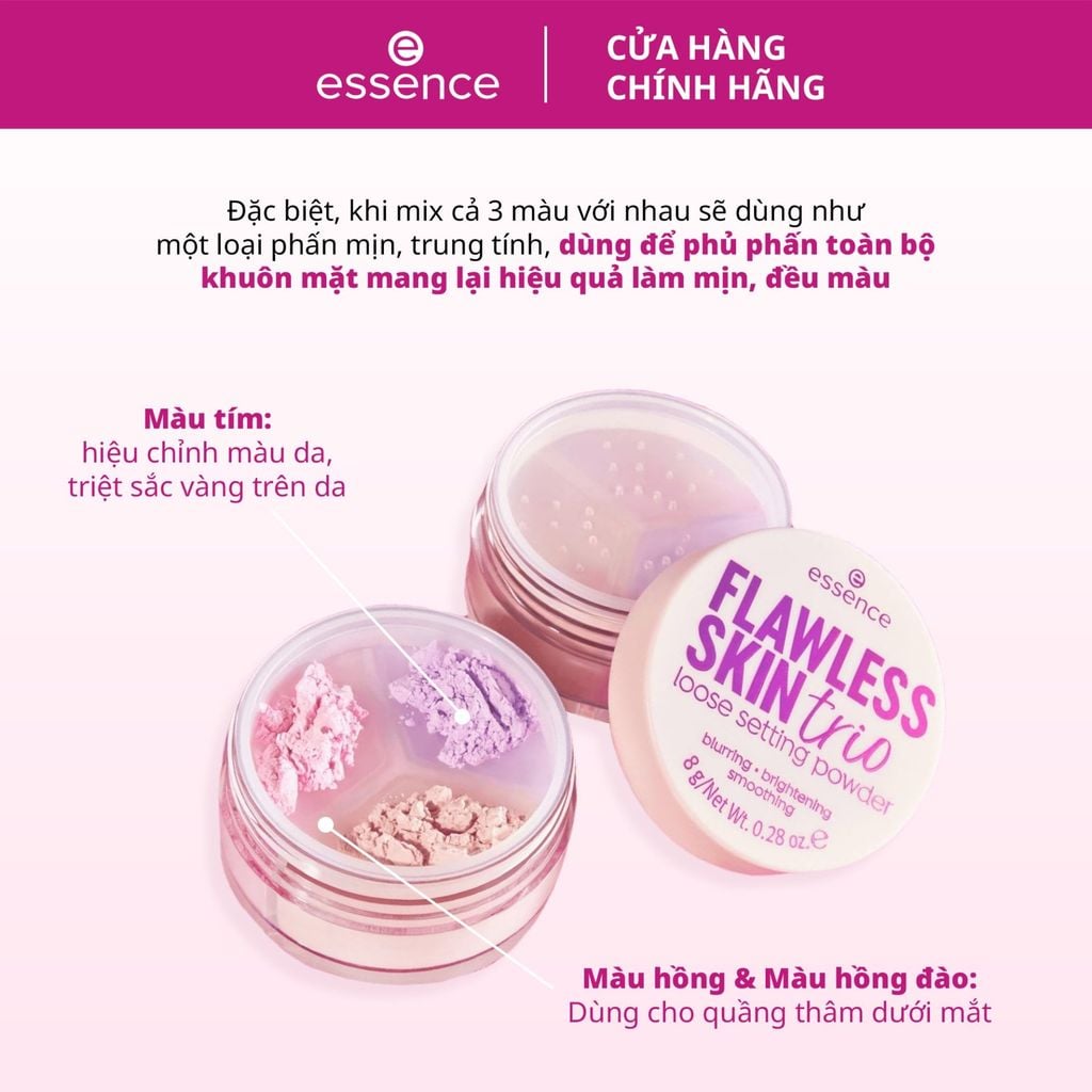 Phấn Phủ Bột 3 Màu Essence Flawless Skin Trio Loose Setting Powder 8g