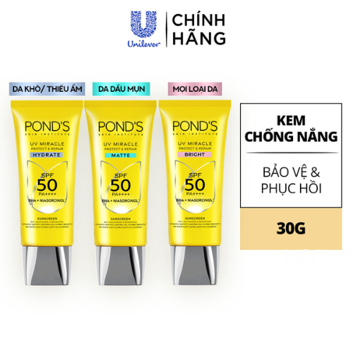 Kem Chống Nắng Pond's UV Miracle Hydrate SPF50++++ Tuýp 15G