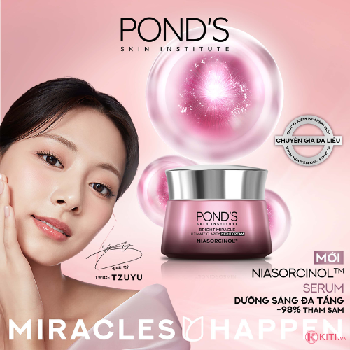 Kem sáng da Pond's Bright Miracle mờ thâm sạm với 50X Niasorcinol 45g