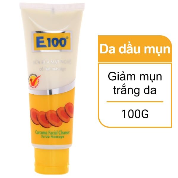 Sữa rửa mặt nghệ có hạt massage E100 ngăn ngừa mụn 100g