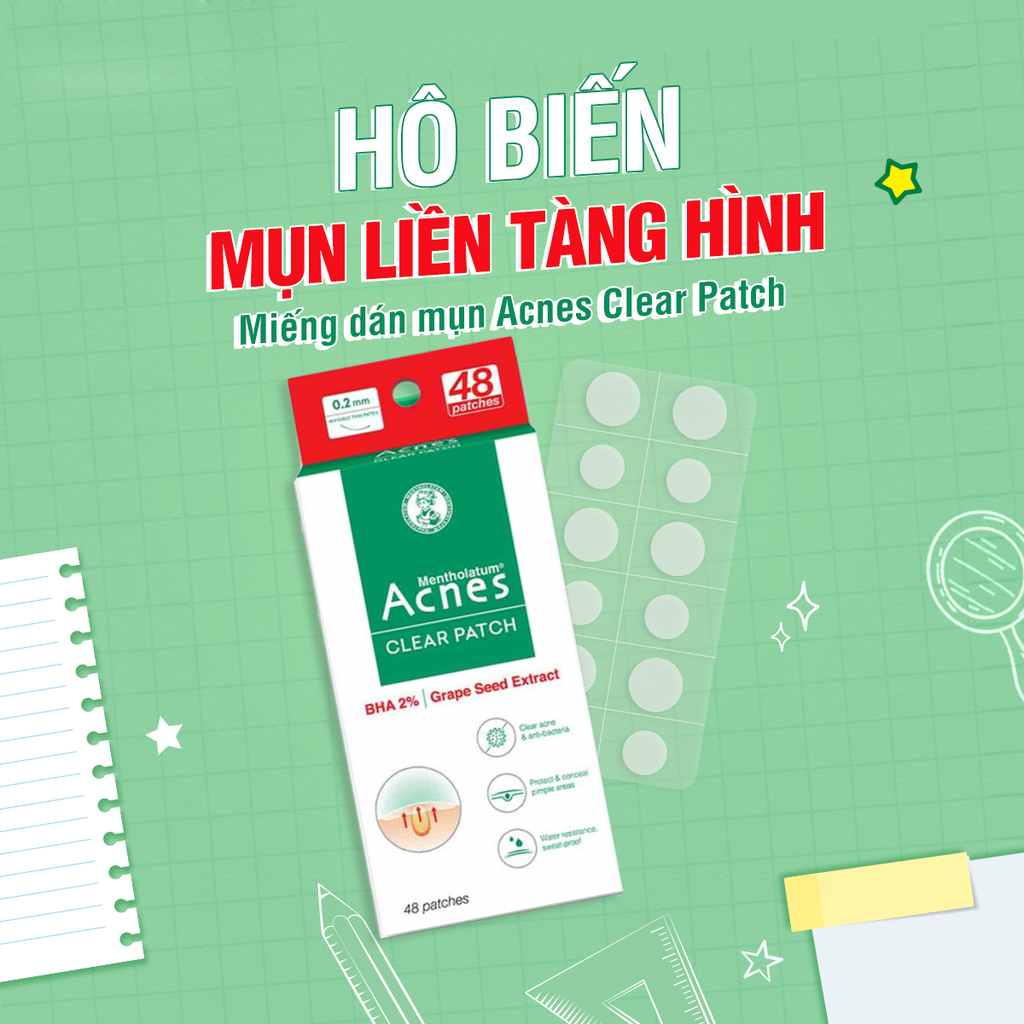 [24 MIẾNG] Miếng Dán Mụn Acnes Clear Patch