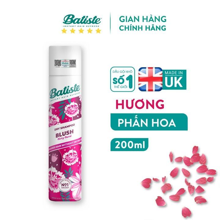 Dầu Gội Khô Batiste Dry Shampoo 200ml