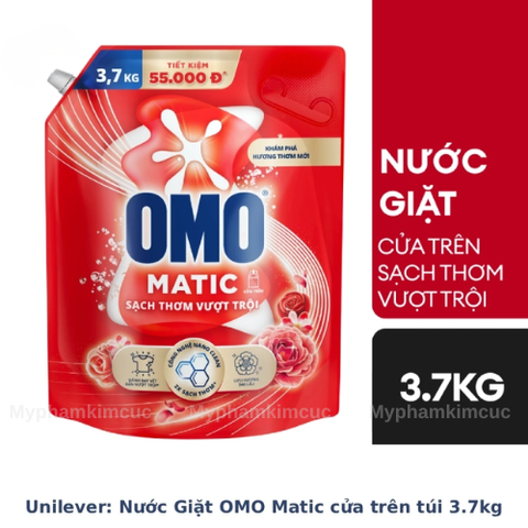 Nước Giặt OMO Matic Cửa Trên Sạch Thơm Vượt Trội Túi 3.7kg