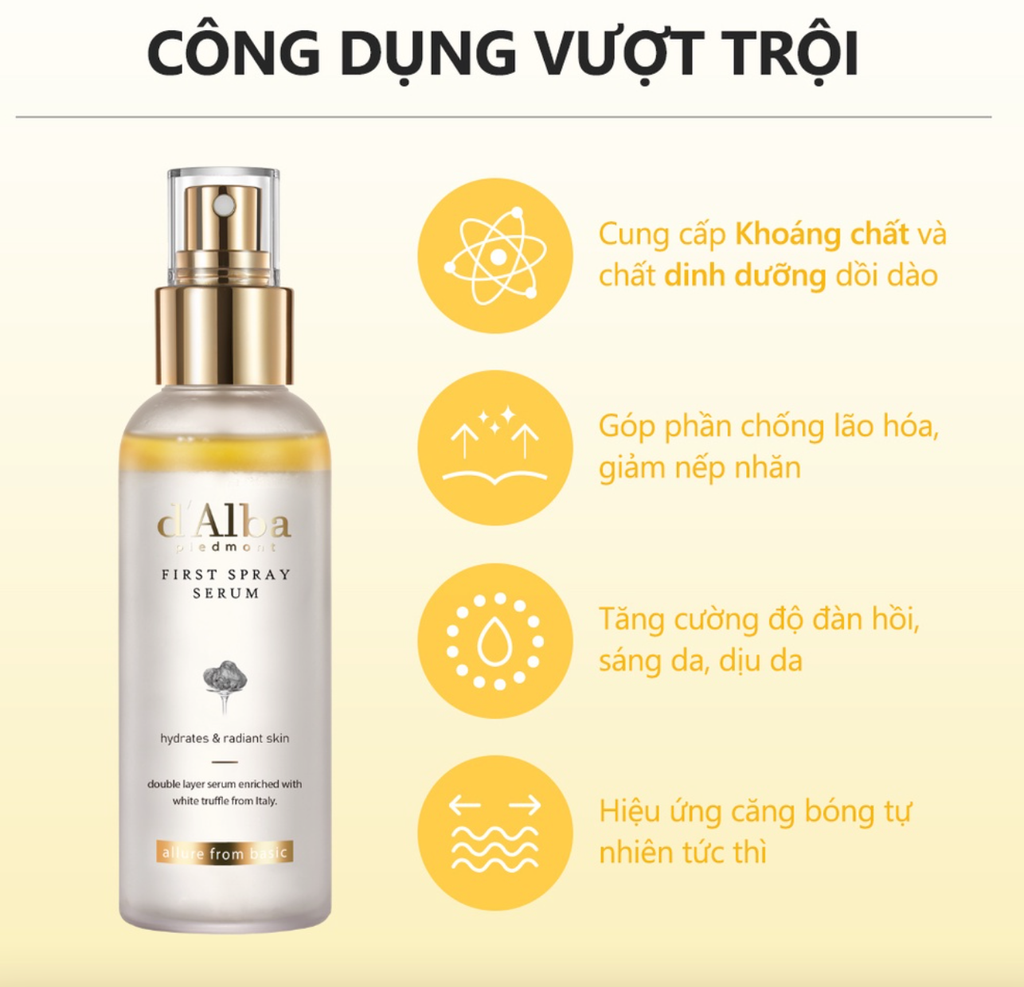 Xịt Khoáng Dưỡng ẩm, Căng Bóng Da d'Alba White Truffle First Spray Serum 100ML