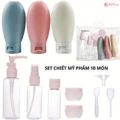 Bộ chai chiết mỹ phẩm du lịch 10 món cao cấp, tiện lợi