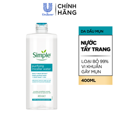 Nước Tẩy Trang Simple Sạch Sâu, Cấp Ẩm Đa Tầng 400ml (Water Boost Hydrating Micellar Water)