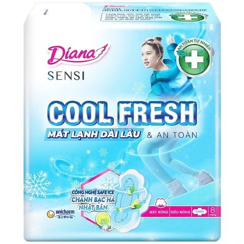 Băng vệ sinh Diana Sensi Cool Fresh 23cm Unicharm siêu mỏng cánh (8 miếng)