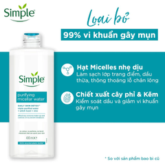 Nước Tẩy Trang Simple Làm Sạch Trang Điểm Vượt Trội (Micellar Cleansing Water)