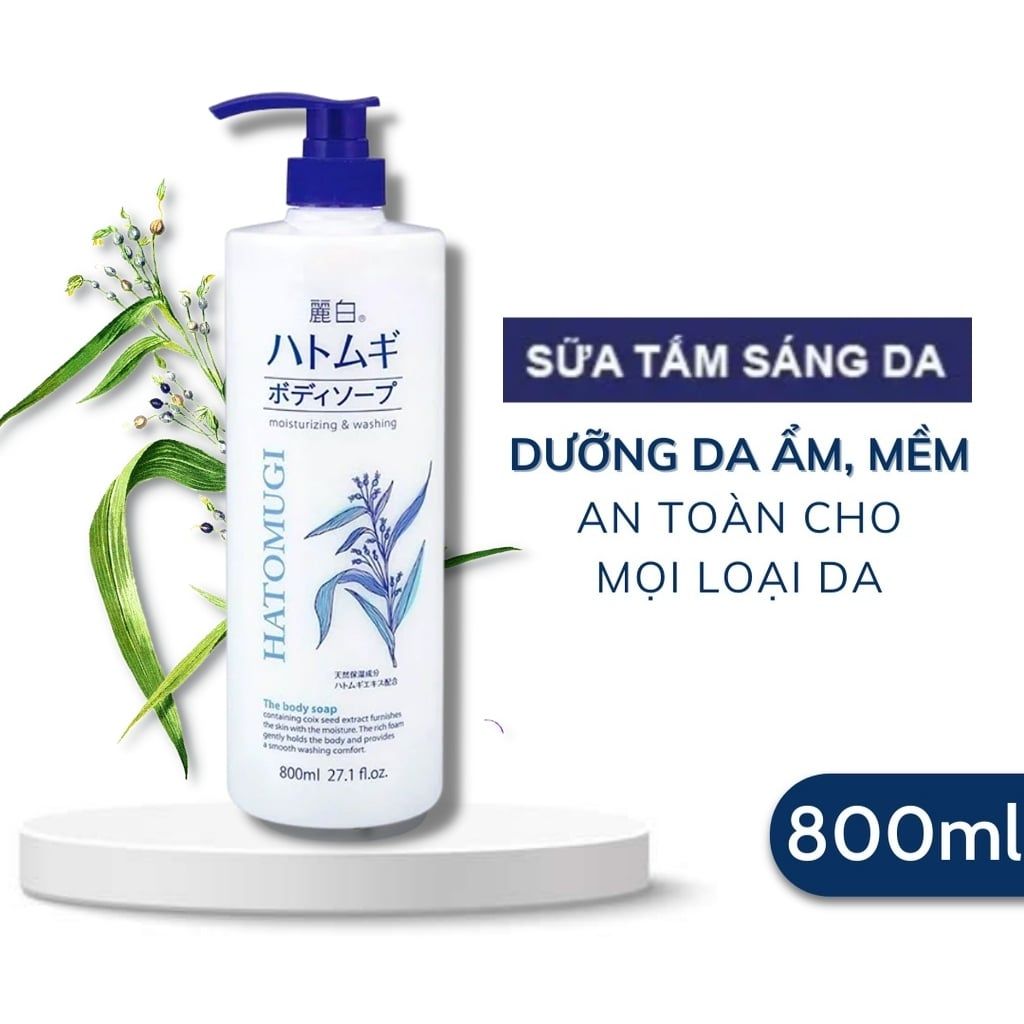 Sữa Tắm Hatomugi Dưỡng Ẩm, Hỗ Trợ Dưỡng Trắng Chiết Xuất Ý Dĩ Nhật Bản Moisturizing & Washing The Body Soap 800ml