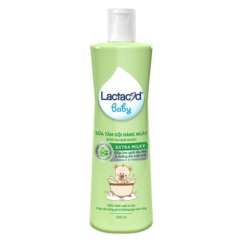 Sữa tắm gội Lactacyd Baby Extra Milky chăm sóc da và tóc cho bé