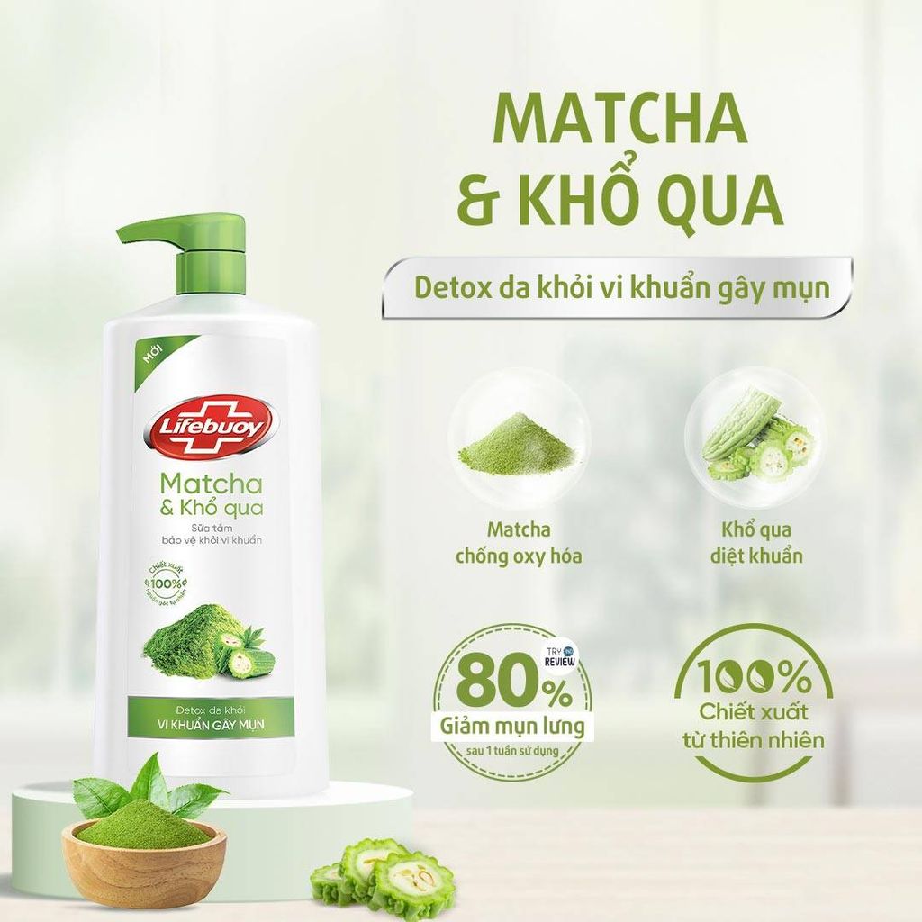Lifebuoy Sữa Tắm Detox Matcha & Khổ Qua 800g