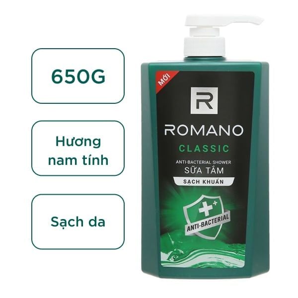 Sữa tắm hương nước hoa Romano Classic hương sảng khoái 650g