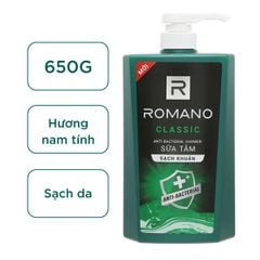 Sữa tắm hương nước hoa Romano Classic hương sảng khoái 650g