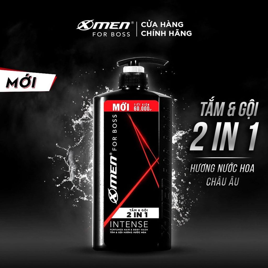 Tắm gội X-men for Boss 2in1 Intense chai 650g