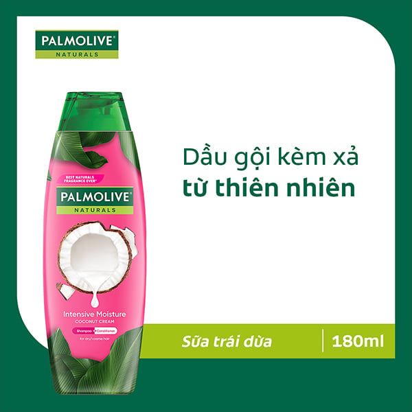 Dầu gội Palmolive kèm dầu xả chiết xuất thiên nhiên dưỡng ẩm bổ sung từ sữa dừa 180ml