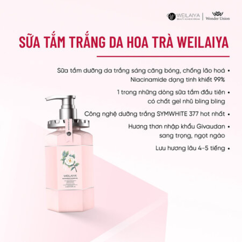 Sữa Tắm Weilaiya Sáng Da Hương Hoa Trà Dạng Gel 450ml