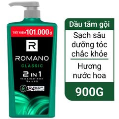 Tắm gội 2 trong 1 hương nước hoa Romano Classic 900g [tặng dầu gội 180g]